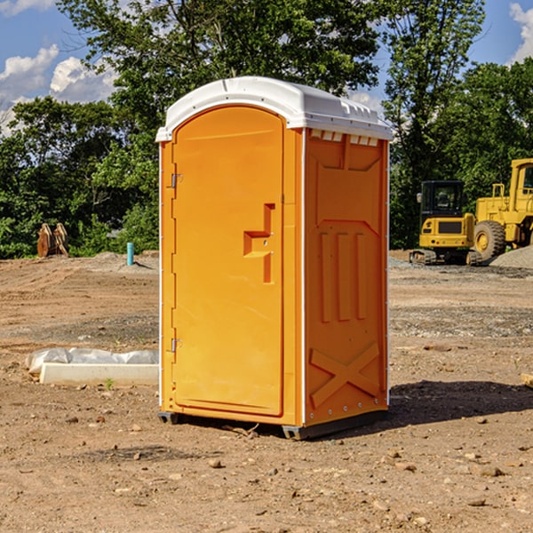 how often are the portable restrooms cleaned and serviced during a rental period in Anderson County